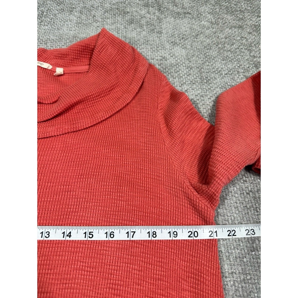Soft Surroundings Top Womens Large Coral Waffle Knit Thermal Cowl Neck - Picture 4 of 9